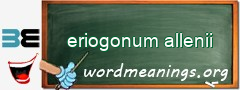 WordMeaning blackboard for eriogonum allenii